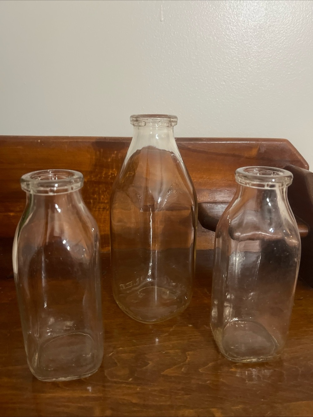 3 Piece Vintage Quart & Pint Milk Glass bottles Set